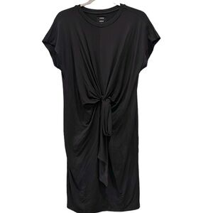 NWT Studio Sunday Black Tie Front Dress Black Modal Blend Stretch Comfy M‌